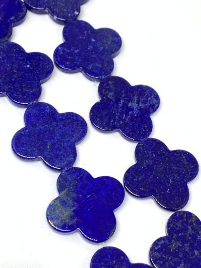 Lapis Flower Beads , Dark Blue Fine Quality 100% Natural Lapis Beads , Length 16 Inch , Natural Lapis without dye .