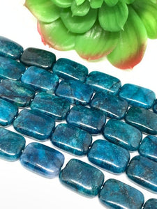 Apatite 12x16mm Neon Apatite Rectangle Beads- 40 cm Length - - Neon Apatite Beads- Neon Apatite Gemstone Beads-