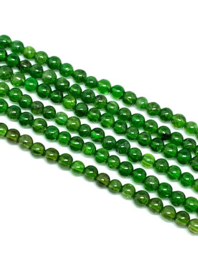 Chrome Diopside 4mm Round Beads-Very Good Quality in 40 cm Length Chrome Diopside Beads- Rare Available ,origin Russia