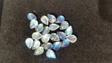 7x10 Pear Rainbow Moonstone Smooth Cabs, Pack of 5 Pc. Good Quality Cabochons Code AAA50