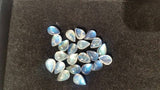 4X6 Pear Rainbow Moonstone Smooth Cabs, Pack of 4 Pc. Good Quality Cabochons . Blue Moonstone cabs, Top Quality