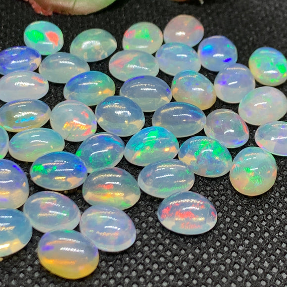 Ethiopian Opal Cabs 7X9 mm size Pack of 2 Pieces -Code #e-13- AAA Quality (3A Grade) Opal Cabochon - Ethiopian Opal Oval Cabochon