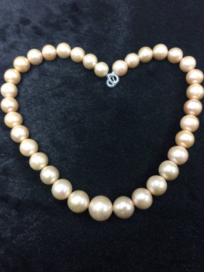 Freshwater Pearl Round beads ,11-15mm size -100% Natural Color - Golden Color AAAA Quality 40cm Length