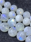 Moonstone 13MM Half strand Round Beads ,Rainbow Moonstone beads, Length 7.5" and AAA Quality,Origin India .perfect round with blue flash