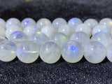 Moonstone 13MM Half strand Round Beads ,Rainbow Moonstone beads, Length 7.5" and AAA Quality,Origin India .perfect round with blue flash