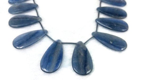14X29mm Kyanite Smooth Pear Beads AAA Quality , Blue Kyanite top quality Rare Available- Kyanite Pear Beads 40cm . Matching Pair