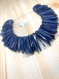 Kyanite Smooth Slices Beads, Blue Kyanite top quality Rare Available- 8 Inches Weight 207 gm- code #63 SIZE 11-13 x 27-38 mm