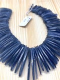 Kyanite Smooth Slices Beads, Blue Kyanite top quality Rare Available- 8 Inches Weight 150 gm- code #64 size 8-10 x 20-35 mm