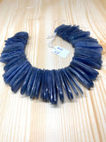 Kyanite Smooth Slices Beads, Blue Kyanite top quality Rare Available- 8 Inches Weight 227 gm- code #62 SIZE 12-14 x 27-37 mm