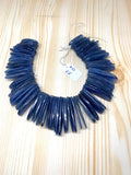 Kyanite Smooth Slices Beads, Blue Kyanite top quality Rare Available- 8 Inches Weight 227 gm- code #62 SIZE 12-14 x 27-37 mm