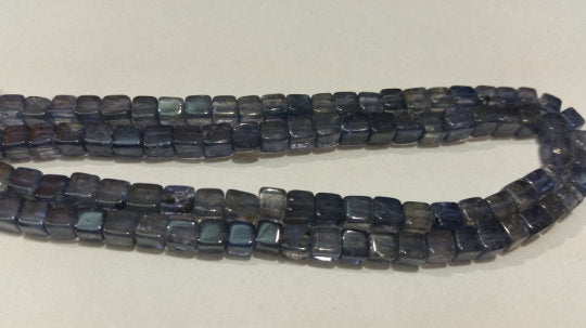 Iolite  Cube beads 4-4.5mm - Length 16 Inch- Iolite Square Beads