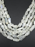Rainbow Moonstone Faceted Nugget Beads, 8X11mm Approx Size, Rainbow Moonstone Faceted Tumble, Length 10”