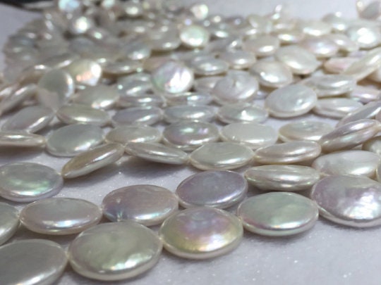 Freshwater Pearl 16MM Smooth Coin, AAA Quality -Natural Pearl Coin shape , length 16