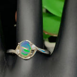 925 Silver Ring -Ethiopian Opal Ring- Opal Gemstone Ring -Opal Engagement Ring-October Birthstone Silver Adjustable Ring Code #01