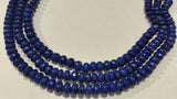 Lapis lazuli Faceted Rondelles 7mm , Dark Blue Fine Quality , Length in 10 " ,Natural Blue lapis from Afghanistan