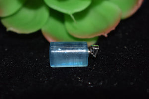 Aquamarine Pendant Size 15x10 mm Code #13 -925 Silver Aquamarine Pendant- Natural Aquamarine Pendant- Silver Pendant - Cylendrical Shape