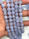 8mm Blue Lace Agate Faceted Round Beads, 15 Inch Strand- Top Quality , Good Quality faceted Round beads.