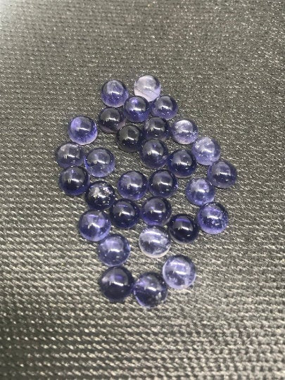 8MM Iolite smooth round cabs, natural gemstone cabochon . loose stone cabs (pack of 4 Pc )