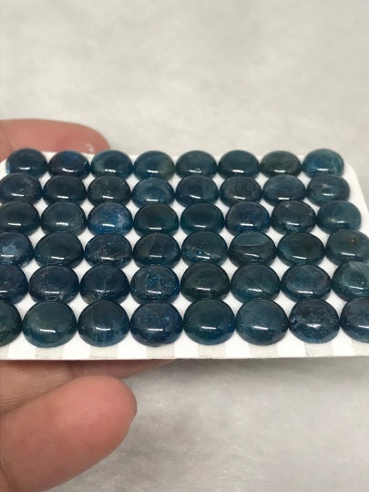 8mm Neon Apatite Smooth Round Cabs , Natural gemstone cabochon , Thickness 4MM ( Pack of 3 pcs )