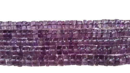 Amethyst Smooth Tyre or Heishi Shape 4.5 to 5mm , Length 15