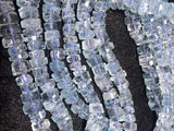 7MM Aquamarine faceted Irregular shape AAA grade, , Length 15.5" hand cut top quality strand , deep blue Aquamarine