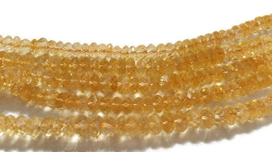 Citrine Faceted Roundel 6MM , Length 15