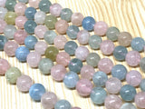 8mm Aquamarine & Morganite Smooth Round beads, AA Quality 40 cm Length - Aquamarine Round Beads- Morganite Round Beads