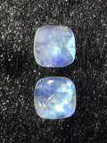 10MM Rainbow Faceted Cushion Cabs, Blue Moonstone , Rainbow Moonstone top Quality cut cushion Pack of 4 Pc.
