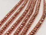 6MM Hematite Faceted Roundel Rose gold Coating, AAA Quality , hematite beads 16 Inch Length