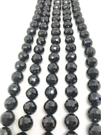 10MM Black Spinel Round Faceted Beads, Black spinel Faceted Balls, Length 16