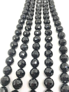 10MM Black Spinel Round Faceted Beads -  Length 40 cm - Natural black spinel Beads