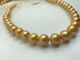 Freshwater Pearl Round beads ,9-11mm ,cultured freshwater pearl necklace - Golden Color AAAA Quality 40cm Length code #01