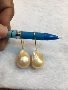 Cultured Freshwater Pearl Silver 925 Earring . Natural Pearl AAAA quality , code 17