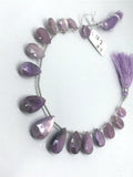 Purple Moonstone Coated faceted Pear Shape - Length 8 Inches , Flat Pear shape 9X13MM , Moonstone coating code #9