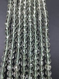 9 Inch Strand,Superb-Finest Quality, Green Amethyst Faceted Round 6mm Size, Prasiolite