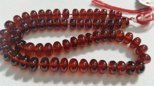 9mm Hessonite Garnet Smooth Roundel Beads , necklace of 16