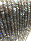 Labradorite faceted Roundel 7mm, 14'' long, natural labradorite with Blue Fire