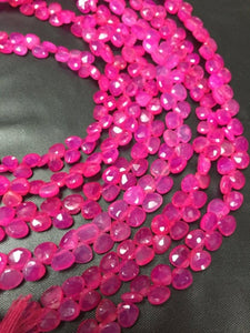 2 Strands - 6 mm size - Pink Chalcedony Faceted Heart shape- approx 60 Pcs/Strand- length 8''