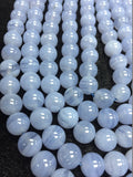 8mm Blue Lace Agate Round Beads, 15 Inch Strand- Top Quality