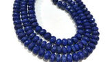 Lapis lazuli 8M Faceted Rondelles , Dark Blue Fine Quality , Length in 14 "  Lapis Lazuli Rondelles