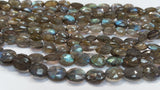 2 strands, Labradorite faceted Oval Shape 6x8mm to 7x9 MM length is 8"