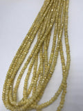 Yellow silverite faceted roundel 3-3.5MM, Length 16" natural gemstone beads . micro faceted