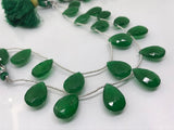 12X18 MM Green Jade faceted Pear Briolette 8" Strand, Top Quality pear shape.Gemstone Briolettes