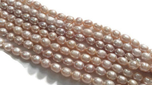 Pink Freshwater Pearl Potato shape . size 4X6 MM , Cultured Pearl . Length 16 Inch