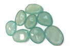 Checldiony Faceted Slices Approx 12-13 X14-15 MM Pack of 6 Piece . Aqua chalcedony cabs