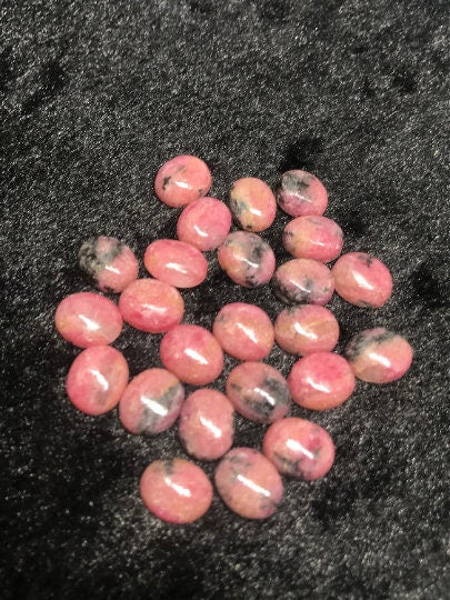 9X11 MM Rhodonite Oval Cabochons, Rhodonite Cabs, Super Fine Quality Cabs,Pack of 4 pc.