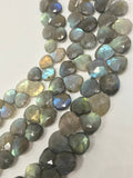 10MM Labradorite Faceted Heart Drop Briolettes, Natural Blue Flash Labradorite , Top Quality Heart shape length 8 Inch