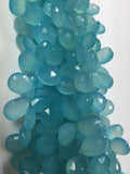 Chalcedony Faceted Pear Briolettes Size 8X11 , Peru chalcedony Pear shape, Aqua chalcedony , length 8 Inch.