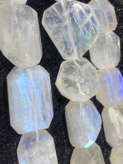 Rainbow Moonstone Faceted Nugget Beads, 13x18 to 15x22 mm Approx Size, Rainbow Moonstone Faceted Tumble, Length 10 Inch- AAA Quality Beads