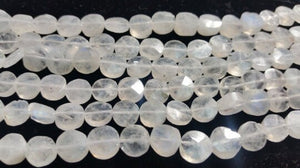 Rainbow Moonstone Faceted Coin 6.5-7mm , Natural Rainbow Moonstone . good quality faceted beads